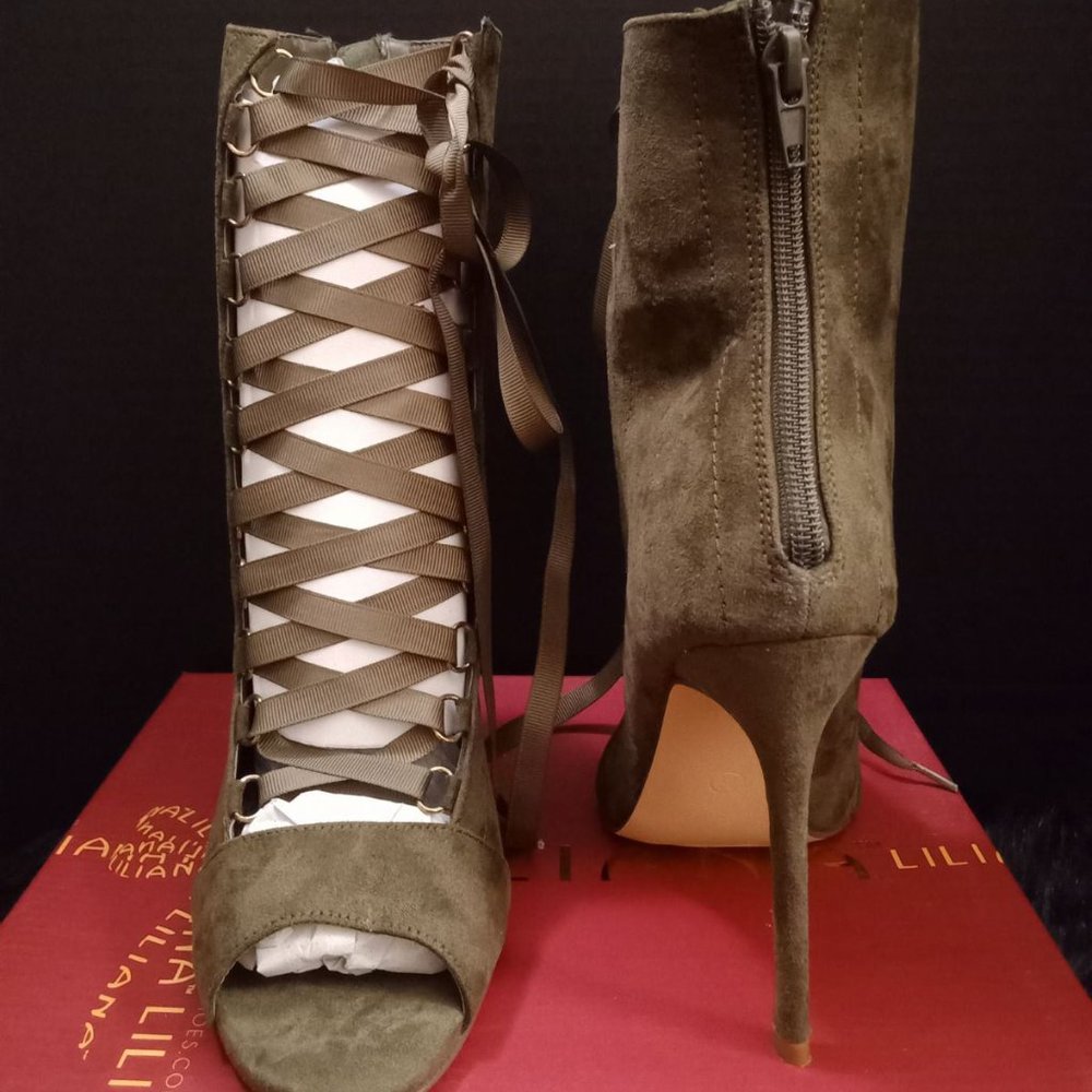 Olive Lace Up Booties